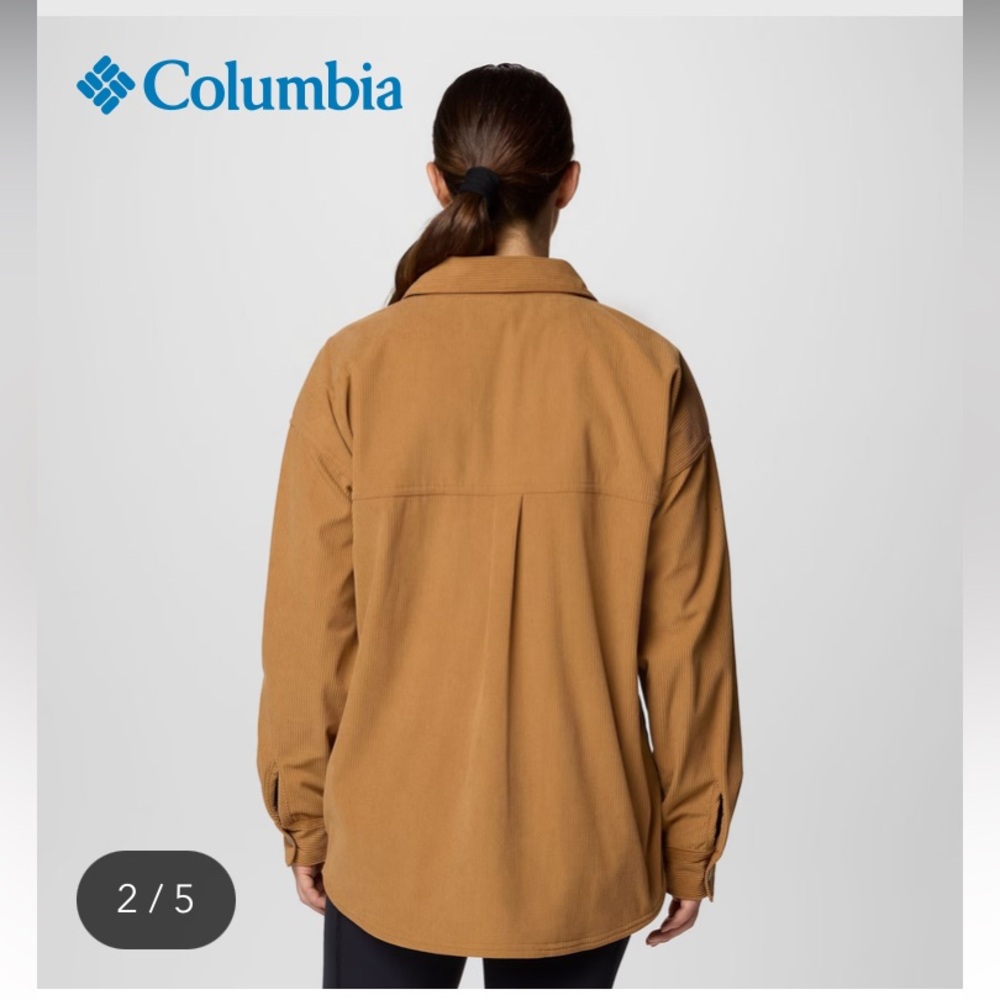 Columbia Women's Blue Point Creek Corduroy Shirt Jacket size large Camel Brown - Picture 2 of 9